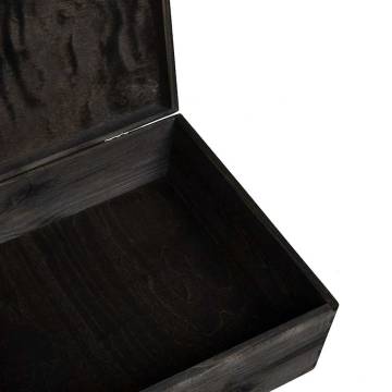 Wooden Box with Lid - Black Solid Pine 40x30x13 cm | HipoMarket