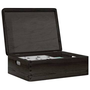 Wooden Box with Lid & Handles - Black Pine Storage | HipoMarket