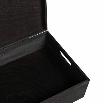 Wooden Box with Lid & Handles - Black Pine Storage | HipoMarket