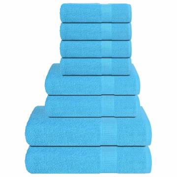 8 Piece Turquoise Towel Set - 100% Cotton & Absorbent | Hipomarket