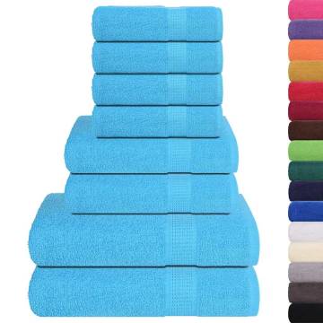 8 Piece Turquoise Towel Set - 100% Cotton & Absorbent | Hipomarket