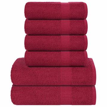 Luxury 6 Piece Towel Set Bordeaux - 100% Cotton, 360 gsm