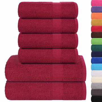 Luxury 6 Piece Towel Set Bordeaux - 100% Cotton, 360 gsm