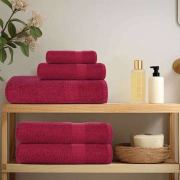 Luxury 6 Piece Towel Set Bordeaux - 100% Cotton, 360 gsm