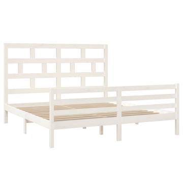 White Solid Wood Bed Frame 180x200 cm Super King Size