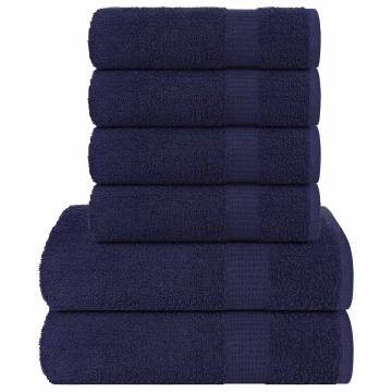 6 Piece Navy Blue Towel Set - 100% Cotton, 360 gsm