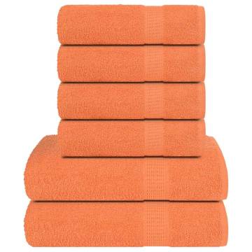 6 Piece Orange Towel Set - 100% Cotton, 360 gsm | HipoMarket