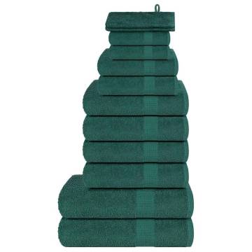 12 Piece Apple Green Towel Set - 100% Cotton, 360 gsm