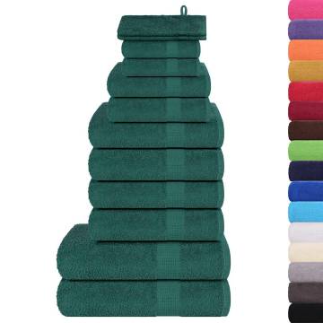 12 Piece Apple Green Towel Set - 100% Cotton, 360 gsm