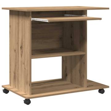 Artisan Oak Computer Desk - Compact & Stylish 80x50 cm