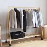 Bamboo Clothes Rack with Shelves and Wheels - 106x34x106.5 cm