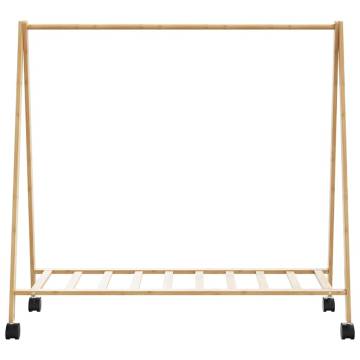 Bamboo Clothes Rack with Shelves and Wheels - 106x34x106.5 cm