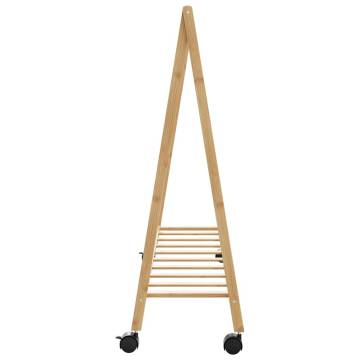 Bamboo Clothes Rack with Shelves and Wheels - 106x34x106.5 cm