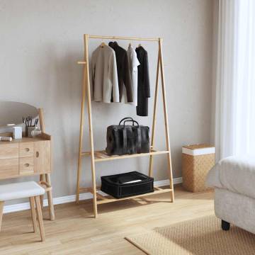 Bamboo Clothes Rack with Shelves - Space-Saving & Durable