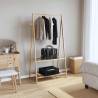 Bamboo Clothes Rack with Shelves - Space-Saving & Durable