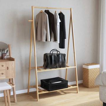 Bamboo Clothes Rack with Shelves - Space-Saving & Durable