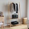 Bamboo Clothes Rack with Shelves - Space-Saving & Durable