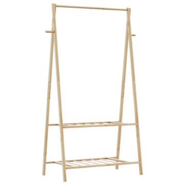 Bamboo Clothes Rack with Shelves - Space-Saving & Durable