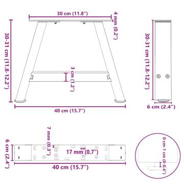 Stylish A-Shaped Coffee Table Legs - Black Steel (2 pcs)