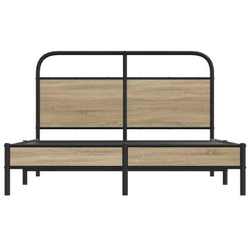 Smoked Oak Bed Frame 135x190 cm - Durable & Elegant Design