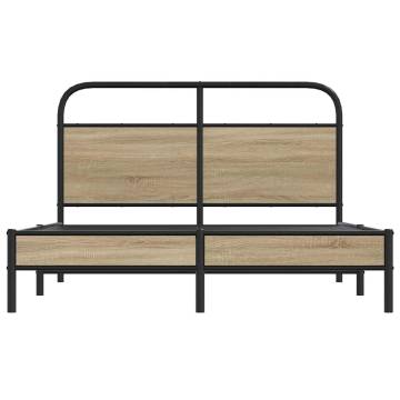 Smoked Oak Bed Frame 140x200 cm - Elegant & Durable Design