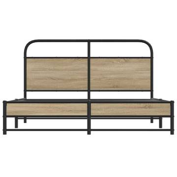 Smoked Oak Bed Frame 150x200 cm - Elegant & Robust Design