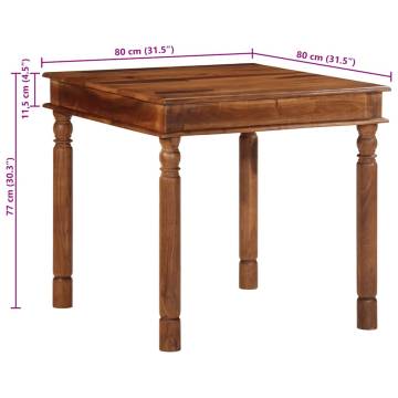 Solid Wood Acacia Dining Table 80x80x77 cm | HipoMarket