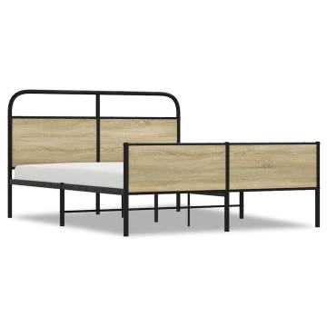 Sonoma Oak King Size Metal Bed Frame - 150x200 cm