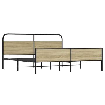 Sonoma Oak Metal Bed Frame 200x200 cm without Mattress