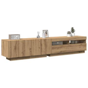 Stylish TV Cabinet with LED Lights - Artisan Oak - HipoMarket