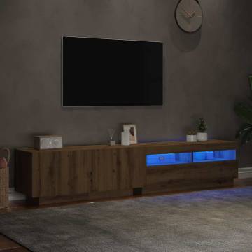 Stylish TV Cabinet with LED Lights - Artisan Oak - HipoMarket