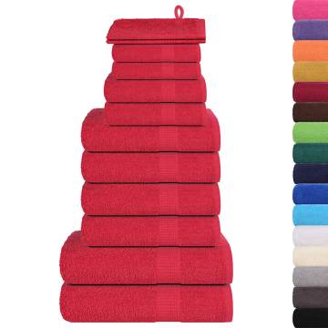 12 Piece Red Towel Set - 100% Cotton, 360 gsm | Hipomarket