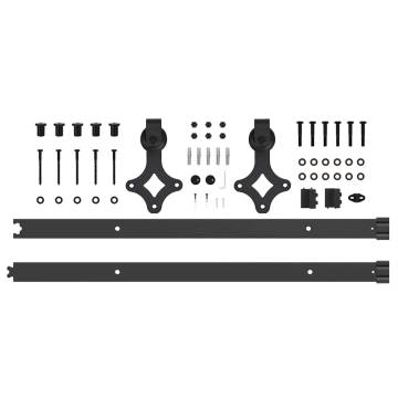 Sliding Door Hardware Kit 152.5 cm Steel Black - HipoMarket