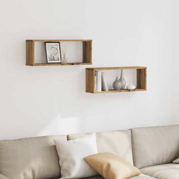 Wall Cube Shelves 2 pcs Artisan Oak | Stylish Storage Solution