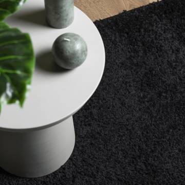 Shaggy Rug PAMPLONA High Pile Modern Black 240x340 cm - Hipomarket