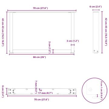 U-Shaped Black Coffee Table Legs (2 pcs) - Durable Steel Design