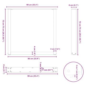 U-Shaped Coffee Table Legs - White Steel 90x(72-73) cm