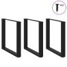 U-Shaped Coffee Table Legs - 3 pcs Black Steel 90x72-73 cm