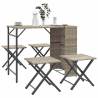 5 Piece Foldable Garden Dining Set - Light Grey Poly Rattan