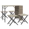 5 Piece Foldable Garden Dining Set - Light Grey Poly Rattan