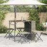 5 Piece Foldable Garden Dining Set - Light Grey Poly Rattan