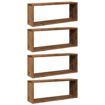 Wall Cube Shelves - 4 pcs Old Wood | Practical Storage Solutions