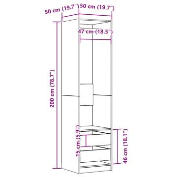 Stylish Old Wood Wardrobe - 50x50x200 cm | HipoMarket