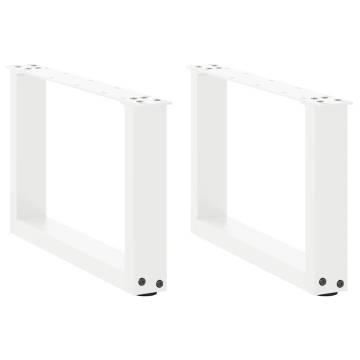 Coffee Table Legs U-Shaped White - Durable Steel, 2 Pcs