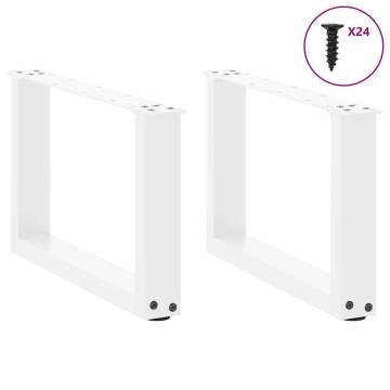 Coffee Table Legs U-Shaped White - Durable Steel, 2 Pcs