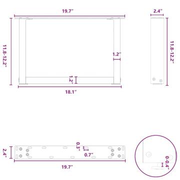 Coffee Table Legs U-Shaped White - Durable Steel, 2 Pcs