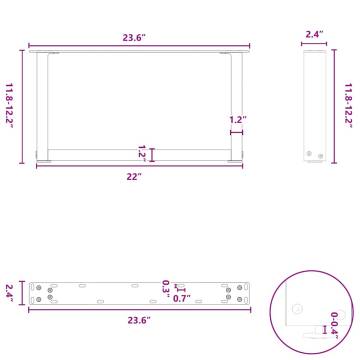 U-Shaped Coffee Table Legs - Black Steel 60x(30-31) cm | HipoMarket