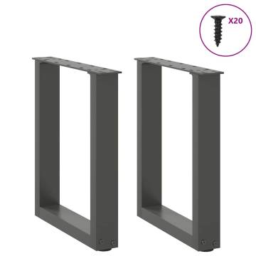 U-Shaped Coffee Table Legs - Anthracite Steel - 38x(42-43) cm