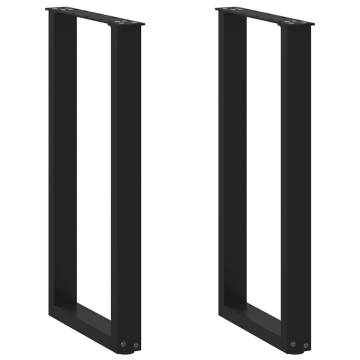 U-Shaped Coffee Table Legs (2 pcs) - Black Steel, 28x(72-73) cm