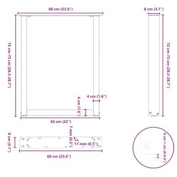 U-Shaped Coffee Table Legs - Black Steel (60x72-73 cm) | HipoMarket